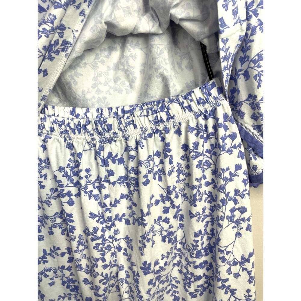 Garnet Hill Asian Wrap Organic Cotton Floral Pajama Pajamas Set Lilac Womens M - Picture 5 of 11